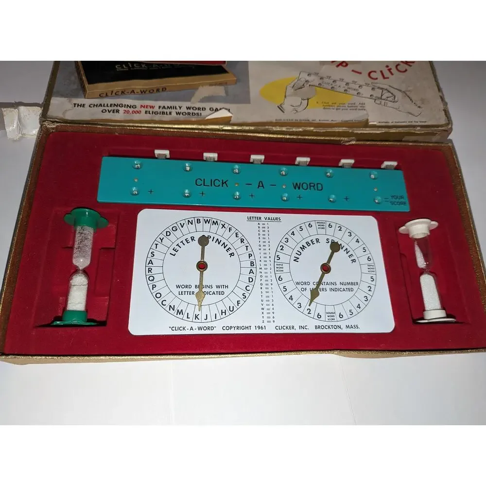 Vintage 1961 Click A Word  Board Game Clicker Inc. Rare Word Game Collectible